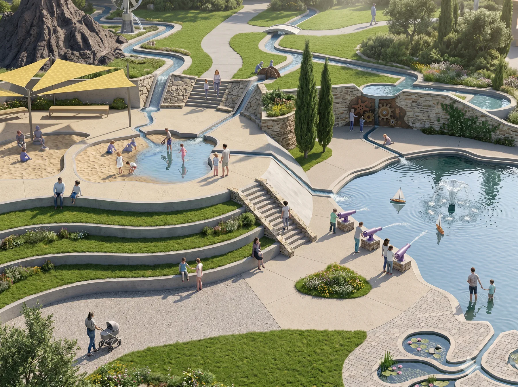 Concept rendering of an outdoor water discovery environment